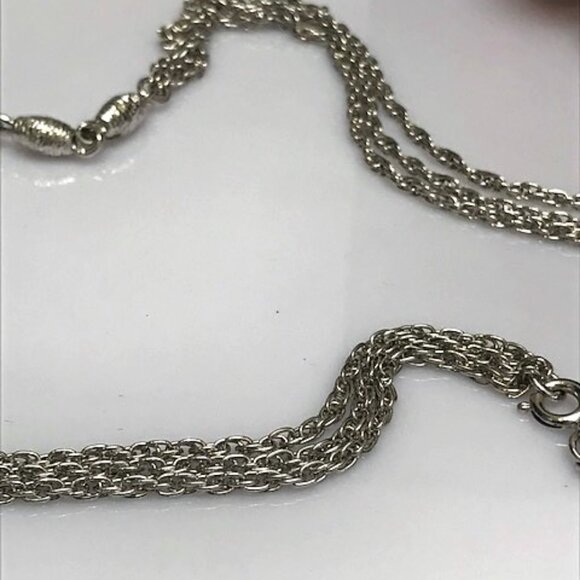 Vintage VENDOME Silver Tone Triple Strand Long Rope Chain Necklace with Brushed - Picture 6 of 10